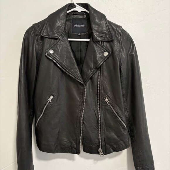 Madewell washed leather motorcycle jacket women’s size Small $275